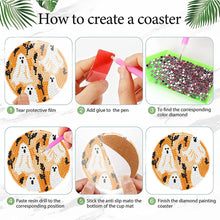Load image into Gallery viewer, 8Pcs Wooden Halloween Diamond Painting Coasters for Art Craft for Home Office
