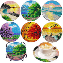 Load image into Gallery viewer, 6Pcs Wooden Natural Scenery Diamond Painting Coasters for Art Craft for Kids
