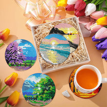 Load image into Gallery viewer, 6Pcs Wooden Natural Scenery Diamond Painting Coasters for Art Craft for Kids
