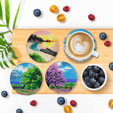 Load image into Gallery viewer, 6Pcs Wooden Natural Scenery Diamond Painting Coasters for Art Craft for Kids
