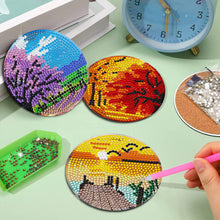 Load image into Gallery viewer, 6Pcs Wooden Natural Scenery Diamond Painting Coasters for Art Craft for Kids
