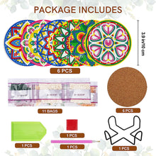 Load image into Gallery viewer, 6Pcs Wooden Pattern Diamond Painting Coasters for Art Craft for Home Office
