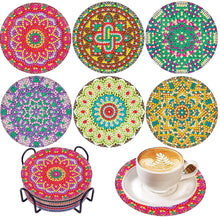 Load image into Gallery viewer, 6Pcs Wooden Pattern Diamond Painting Coasters for Art Craft for Home Office
