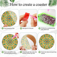 Load image into Gallery viewer, 6Pcs Wooden Pattern Diamond Painting Coasters for Art Craft for Home Office
