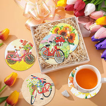 Load image into Gallery viewer, 6Pcs Wooden Bicycle Flowers Diamond Painting Coasters for Art Craft for Kids
