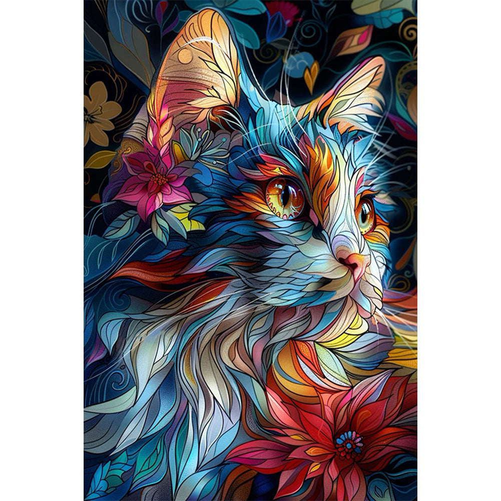 Diamond Painting - Full Round - Flower cat (40*60CM)