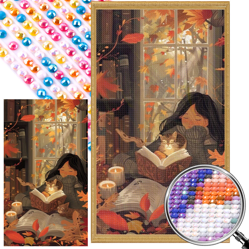 AB Diamond Painting - Full Round - Reading by the window Girl (40*70CM)