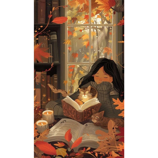 AB Diamond Painting - Full Round - Reading by the window Girl (40*70CM)