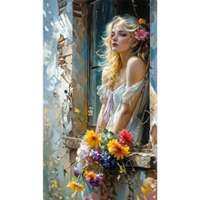 Load image into Gallery viewer, AB Diamond Painting - Full Round - Girl with blond hair by the window (40*70CM)
