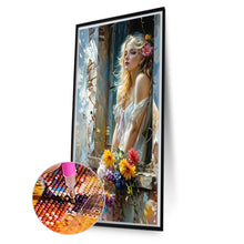 Load image into Gallery viewer, AB Diamond Painting - Full Round - Girl with blond hair by the window (40*70CM)
