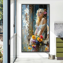 Load image into Gallery viewer, AB Diamond Painting - Full Round - Girl with blond hair by the window (40*70CM)
