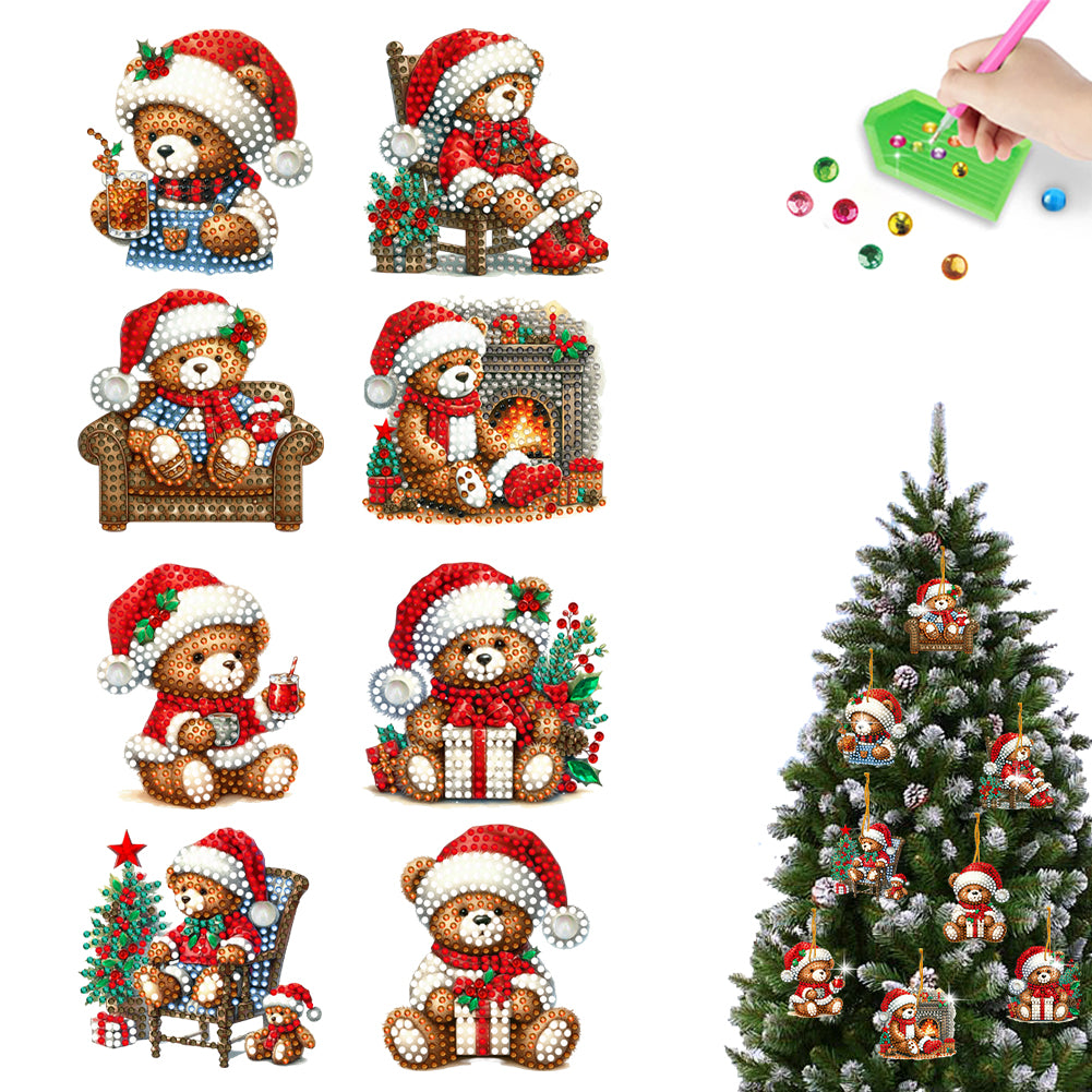 8Pcs Acrylic Special Shaped Christmas Theme Diamond Painting Hanging Decorations