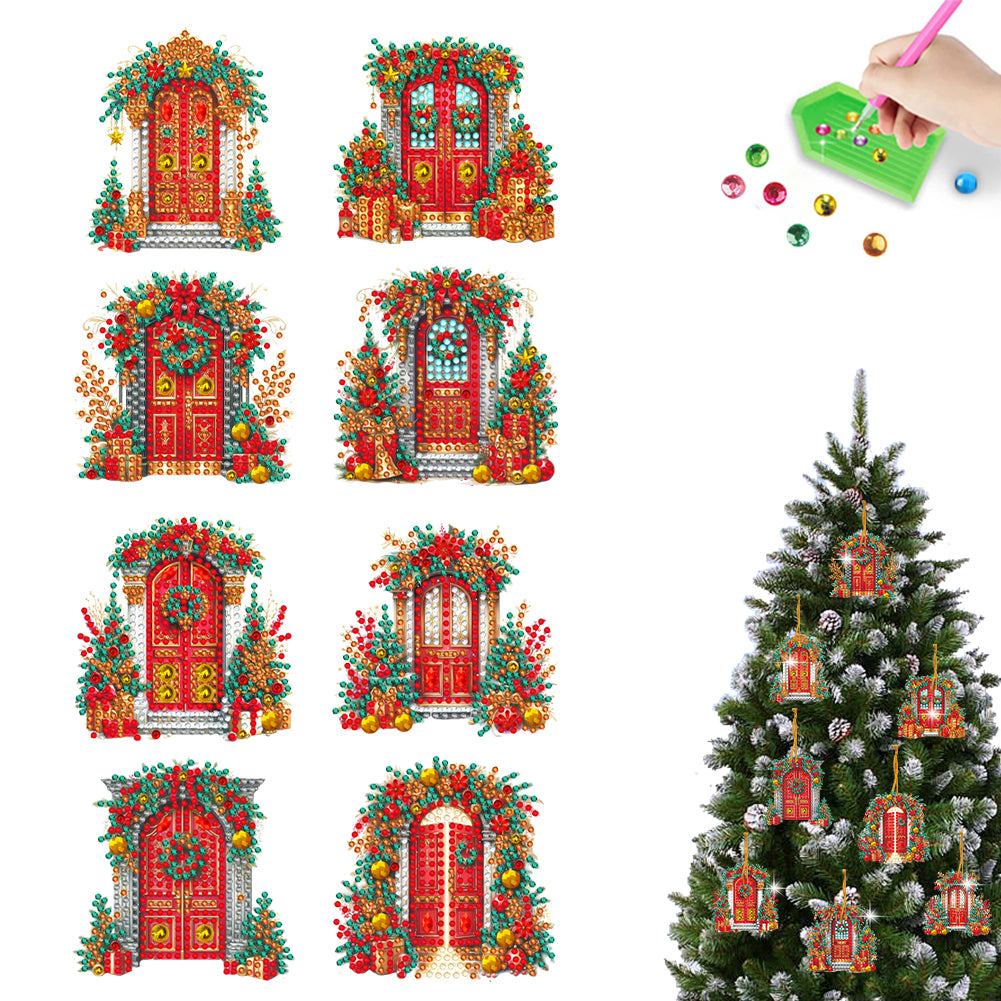 8Pcs Acrylic Special Shaped Christmas Theme Diamond Painting Hanging Decorations