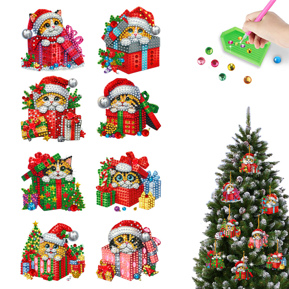 8Pcs Acrylic Special Shaped Christmas Theme Diamond Painting Hanging Decorations