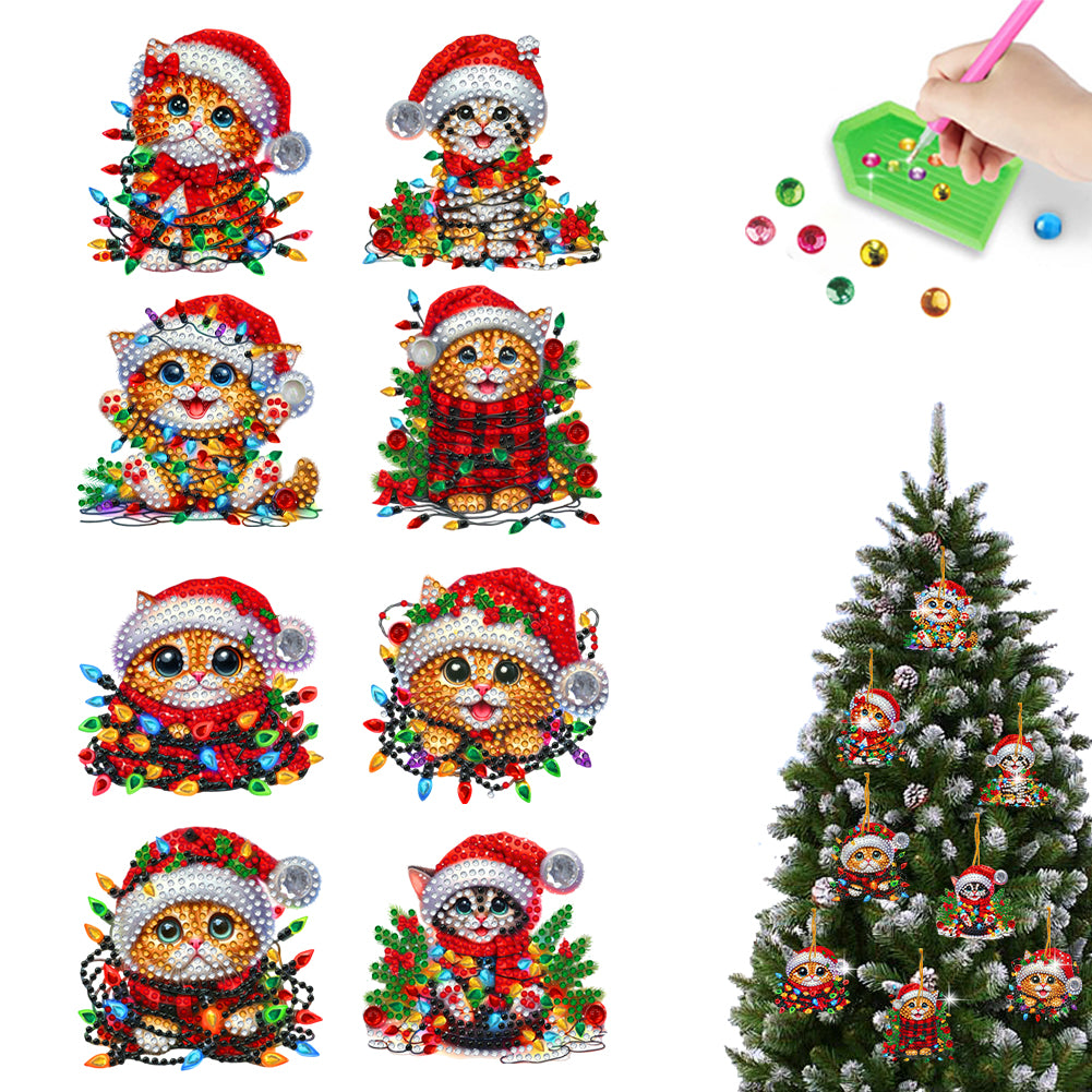 8Pcs Acrylic Special Shaped Christmas Theme Diamond Painting Hanging Decorations