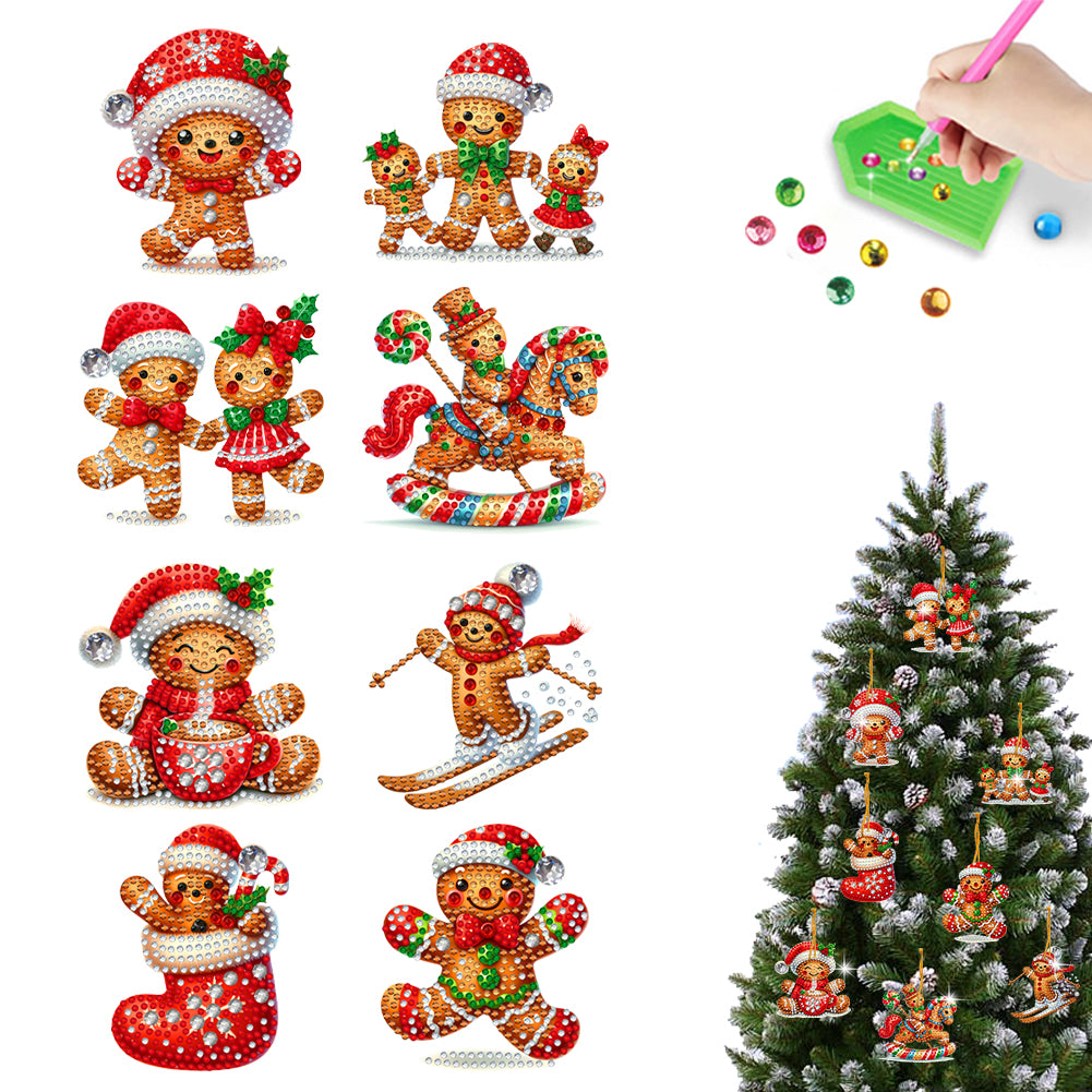 8Pcs Acrylic Special Shaped Christmas Theme Diamond Painting Hanging Decorations