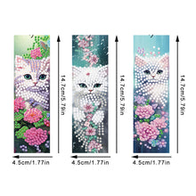Load image into Gallery viewer, 3Pcs Special Shaped Cat Flower Diamond Painting Bookmark Making Kit Decoration
