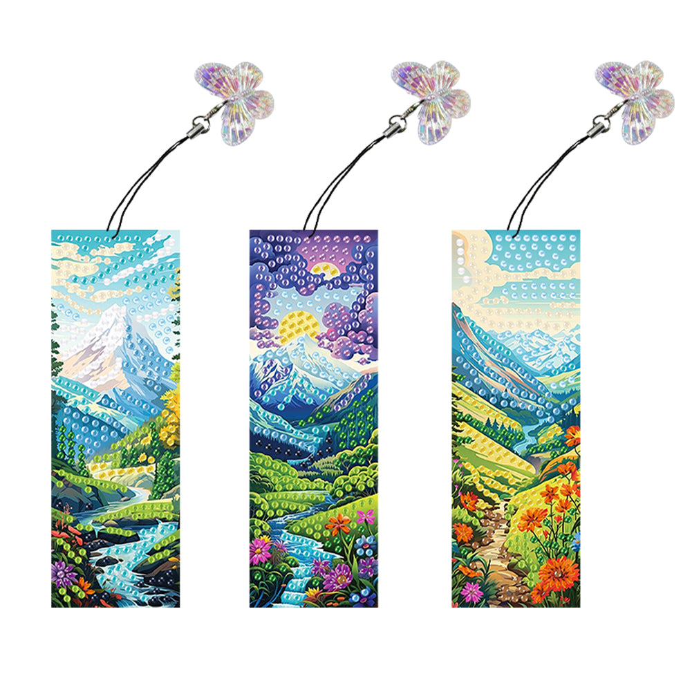 3Pcs Special Shaped Valley Flowers Diamond Painting Bookmark Making Kit Decor