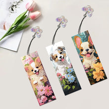 Load image into Gallery viewer, 3Pcs Special Shaped Dog Flower Diamond Painting Bookmark Making Kit Decoration
