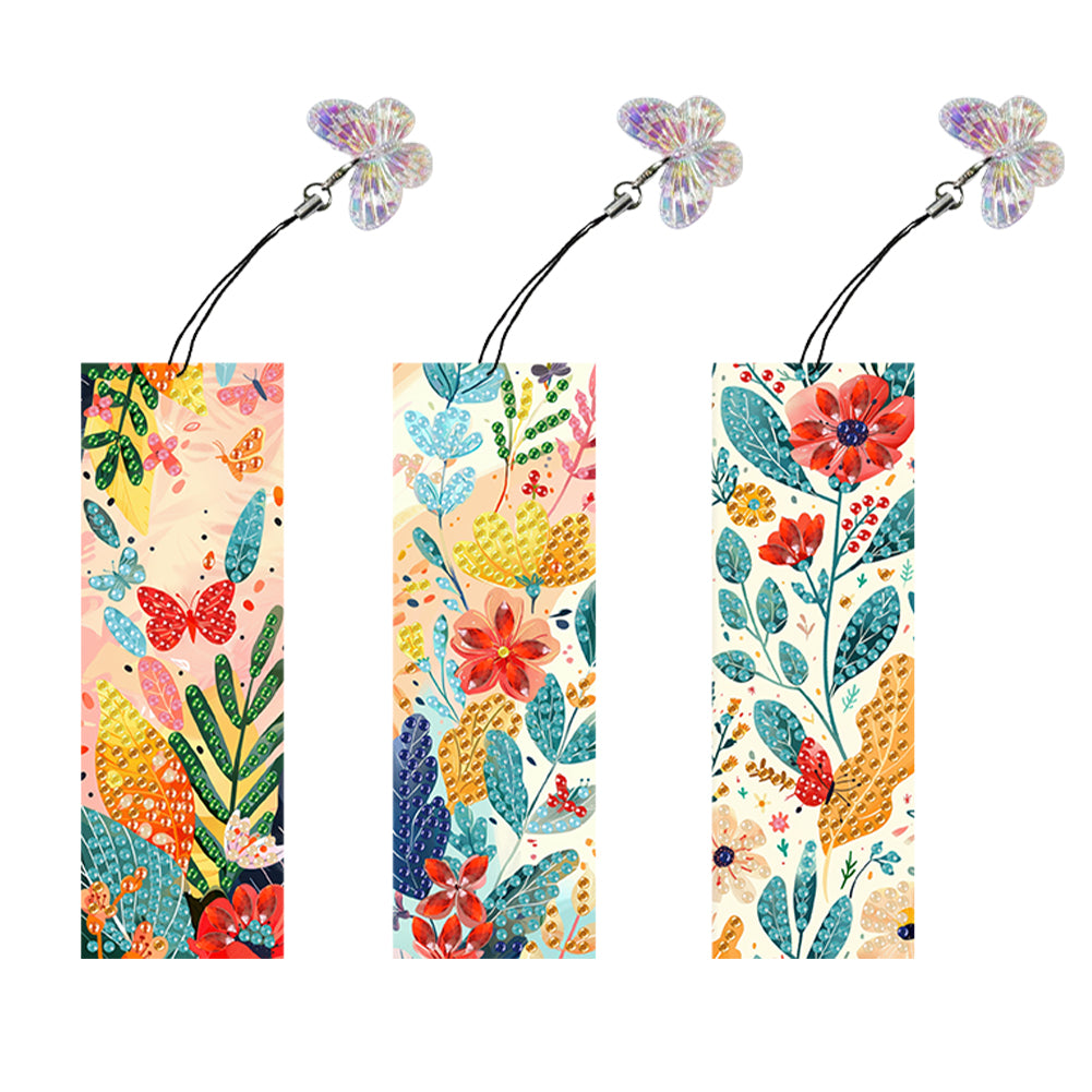 3Pcs Special Shaped Simple Patterns Diamond Painting Bookmark Making Kit Decor