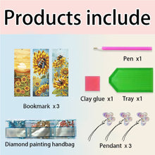 Load image into Gallery viewer, 3Pcs Special Shaped Sunflower Bee DIY Diamond Painting Bookmark Making Kit Decor
