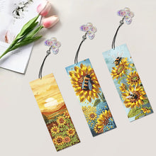 Load image into Gallery viewer, 3Pcs Special Shaped Sunflower Bee DIY Diamond Painting Bookmark Making Kit Decor
