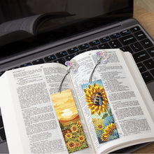 Load image into Gallery viewer, 3Pcs Special Shaped Sunflower Bee DIY Diamond Painting Bookmark Making Kit Decor
