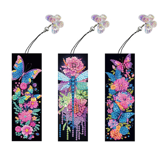 3Pcs Special Shaped Animals Flowers Diamond Painting Bookmark Making Kit Decor