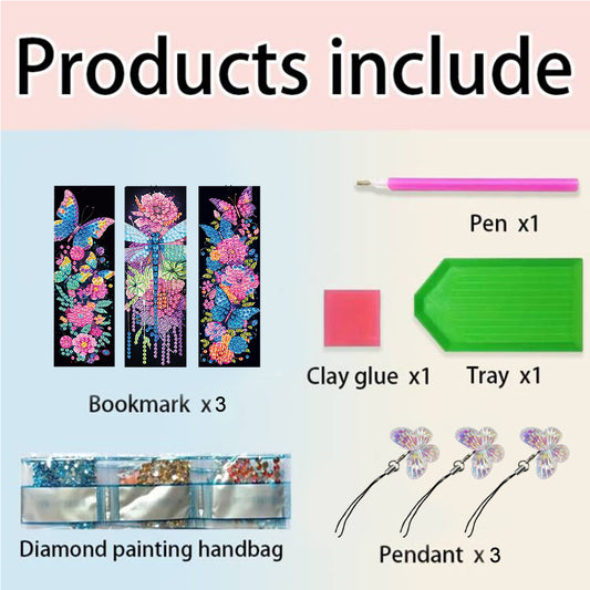 3Pcs Special Shaped Animals Flowers Diamond Painting Bookmark Making Kit Decor