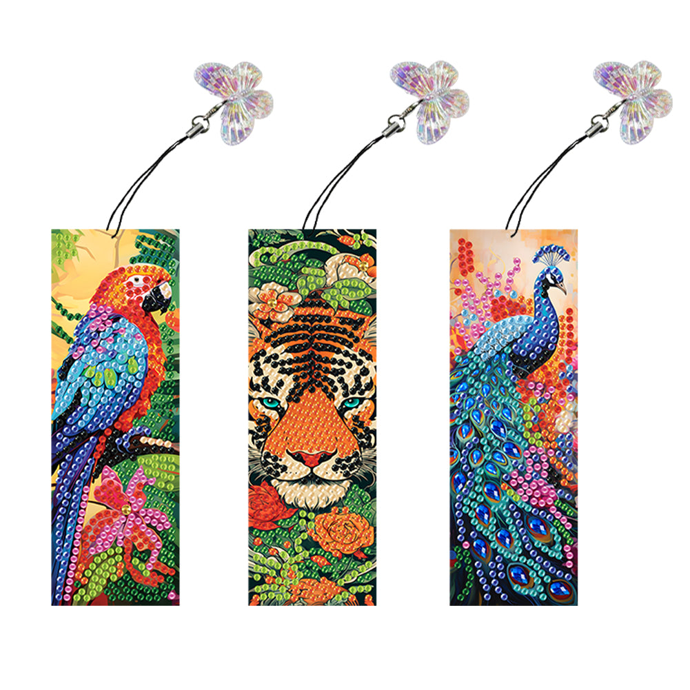 3Pcs Special Shaped Animals DIY Diamond Painting Bookmark Making Kit Decoration