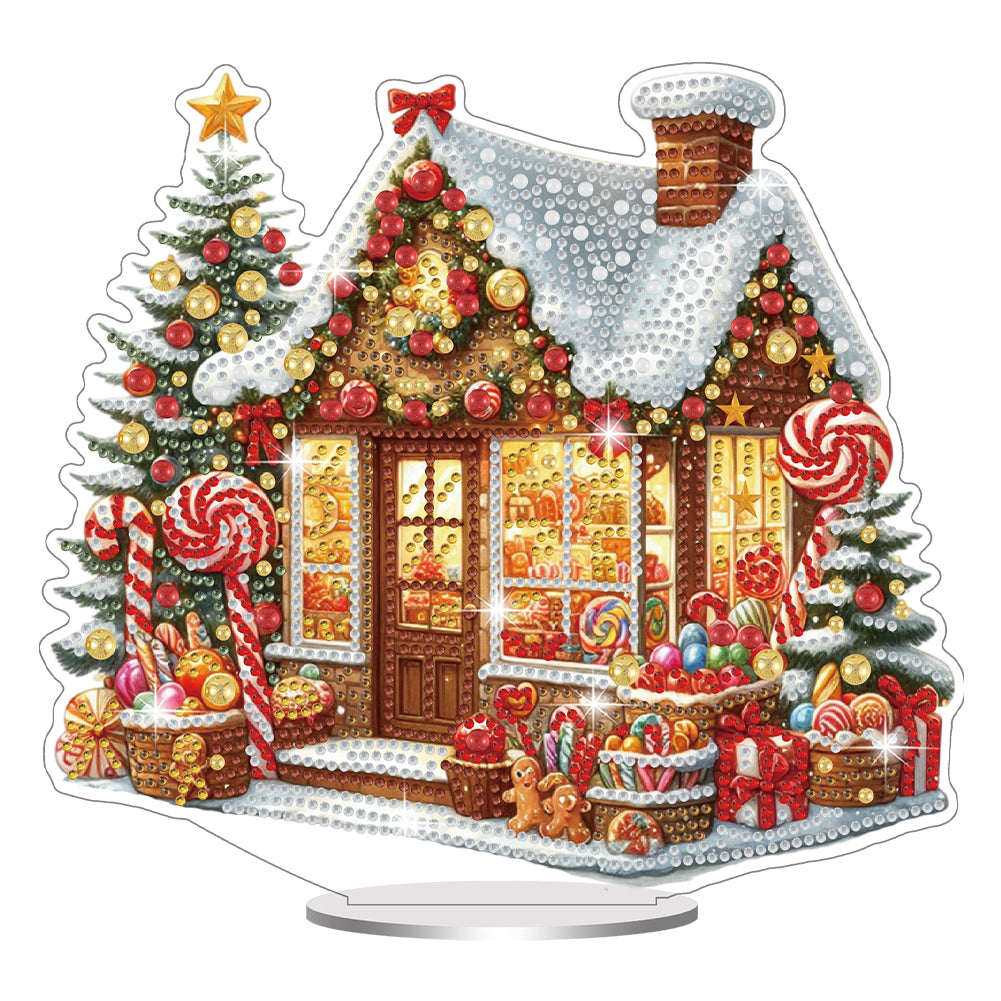 Acrylic Special Shaped Christmas Snow House Diamond Painting Desktop Decoration