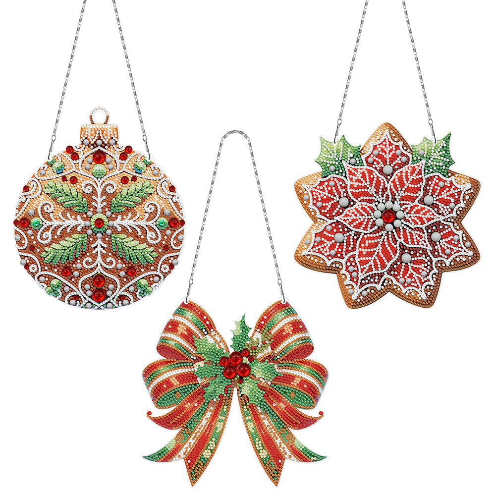 3Pcs Acrylic Christmas Gnome 5D DIY Diamond Painting Dots Pendant for Art Crafts