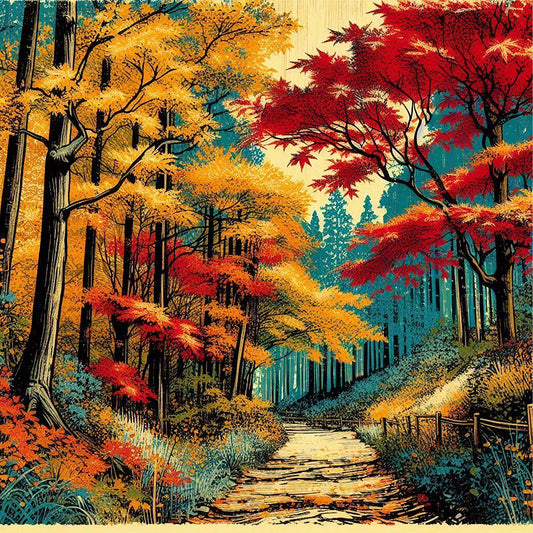 Diamond Painting - Full Square - Autumn maple forest (50*50CM)