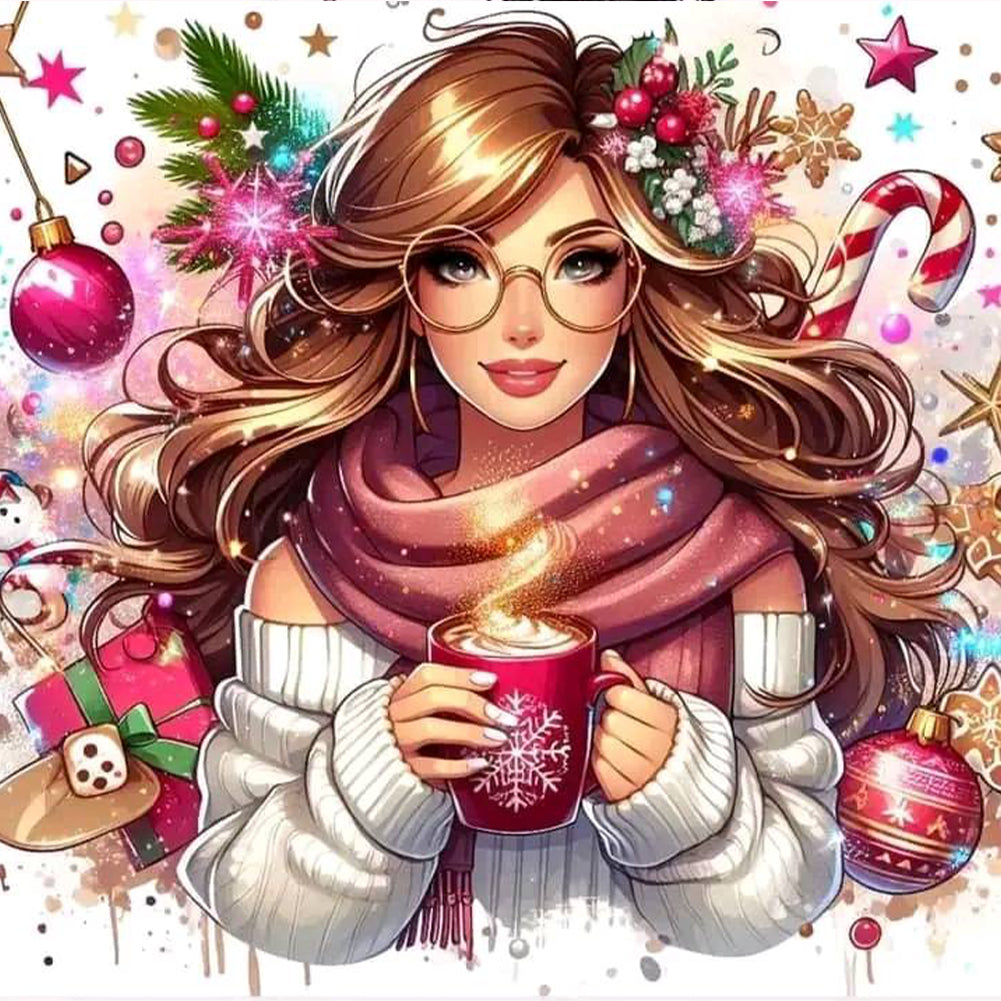 Diamond Painting - Full Round - Coffee girl (40*40CM)