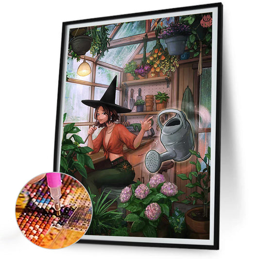 Diamond Painting - Full Round - Plant and witch (30*40CM)
