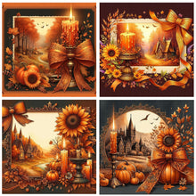Load image into Gallery viewer, 4pcs Round Diamond Painting Set - Autumn candles (40*40CM)
