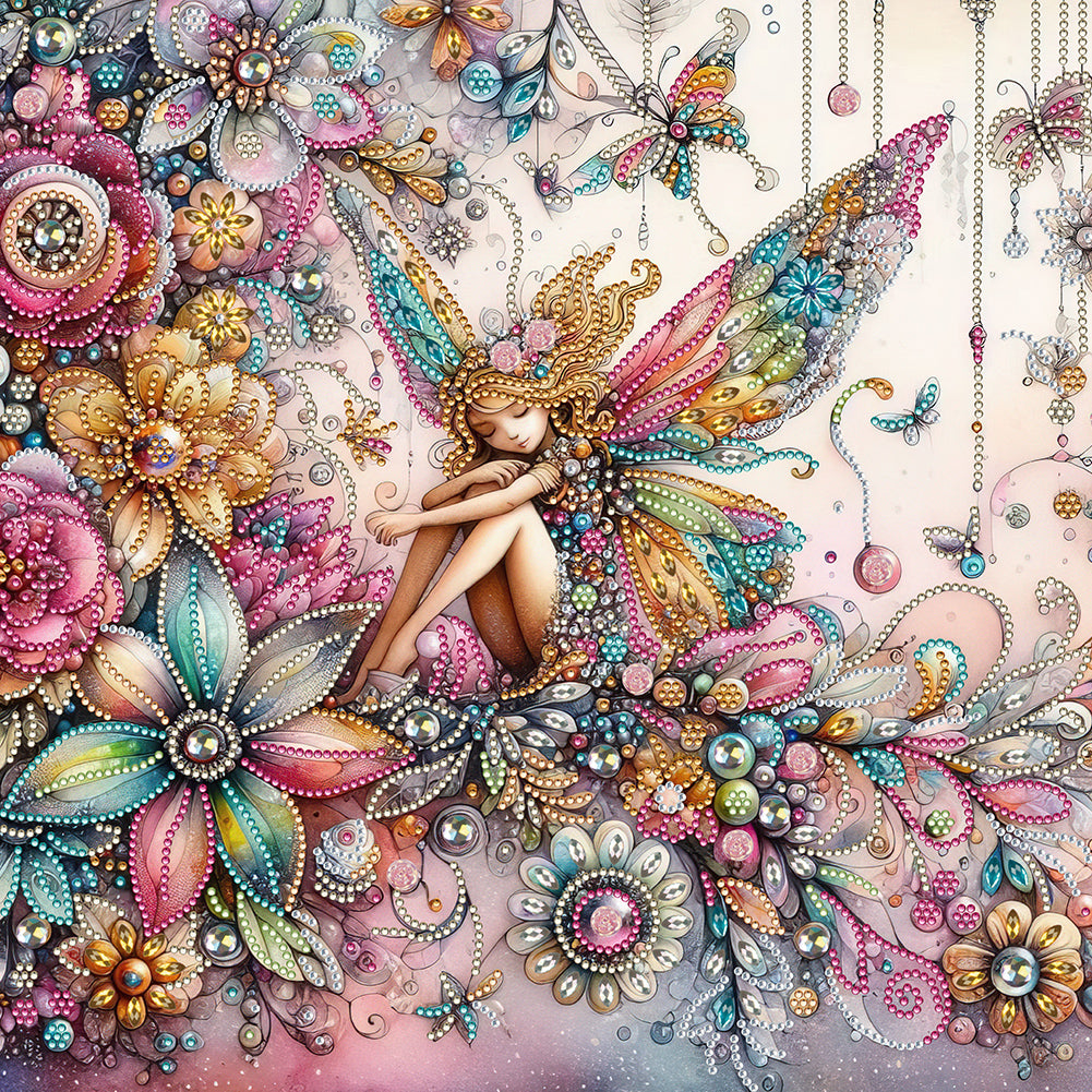 Diamond Painting - Partial Special Shaped - Flower fairy (40*40CM)
