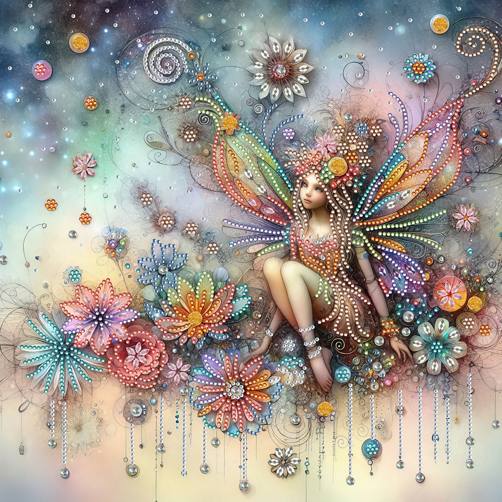 Diamond Painting - Partial Special Shaped - Flower fairy (40*40CM)