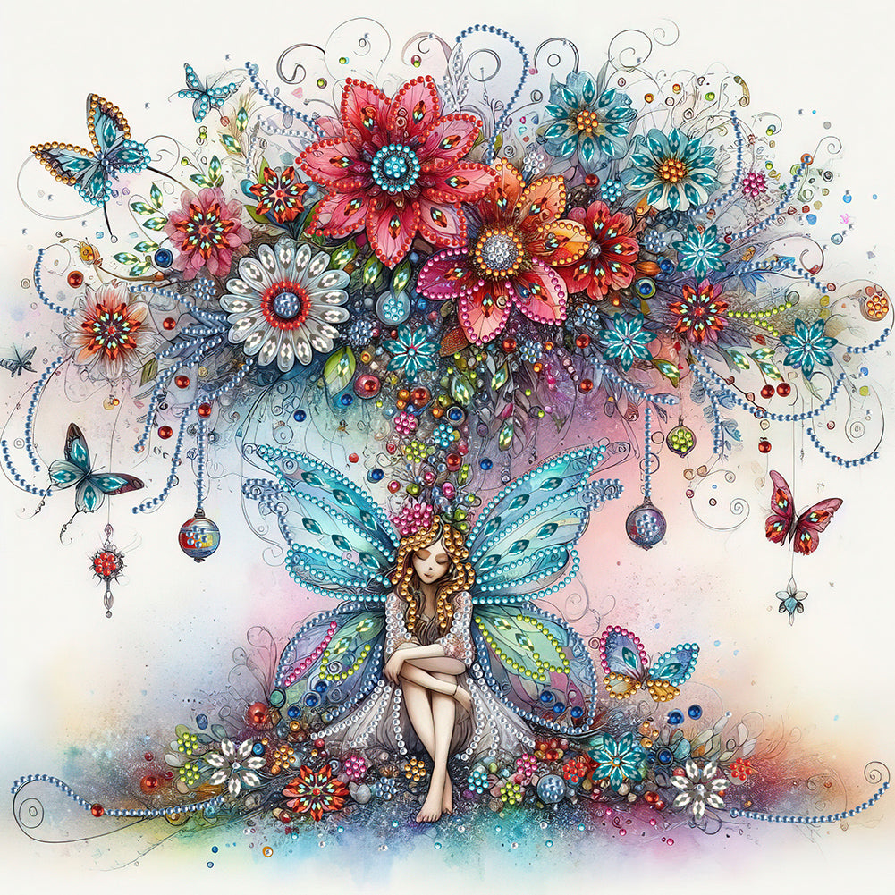 Diamond Painting - Partial Special Shaped - Flower fairy (40*40CM)