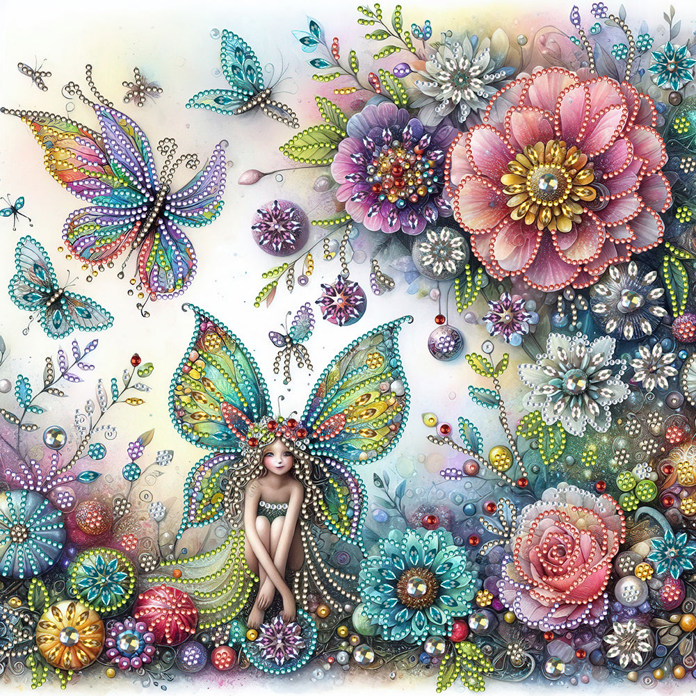 Diamond Painting - Partial Special Shaped - Flower fairy (40*40CM)