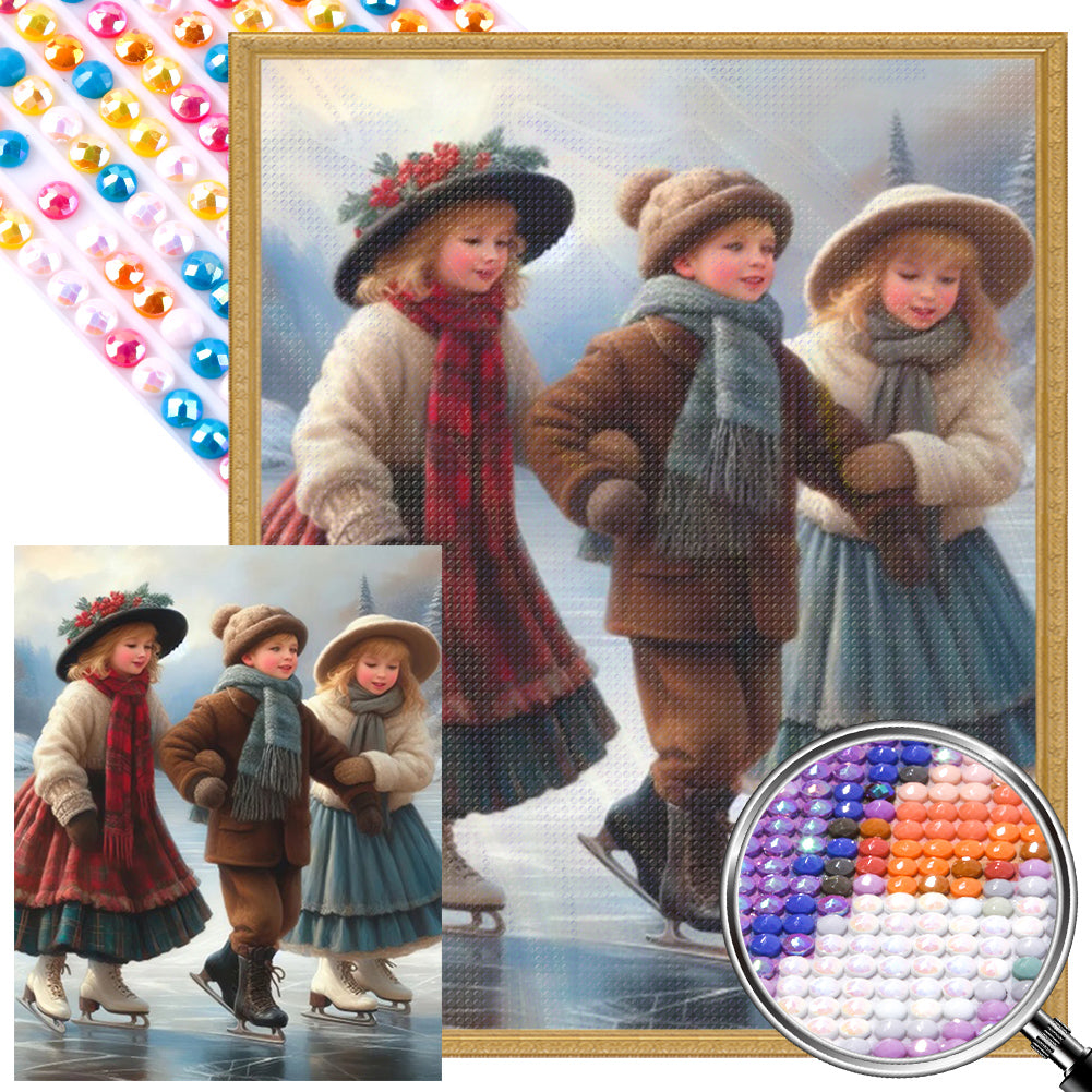 AB Diamond Painting - Full Round - Skating kids (40*50CM)