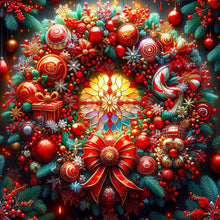 Load image into Gallery viewer, AB Diamond Painting - Full Round - Christmas wreath (40*40CM)
