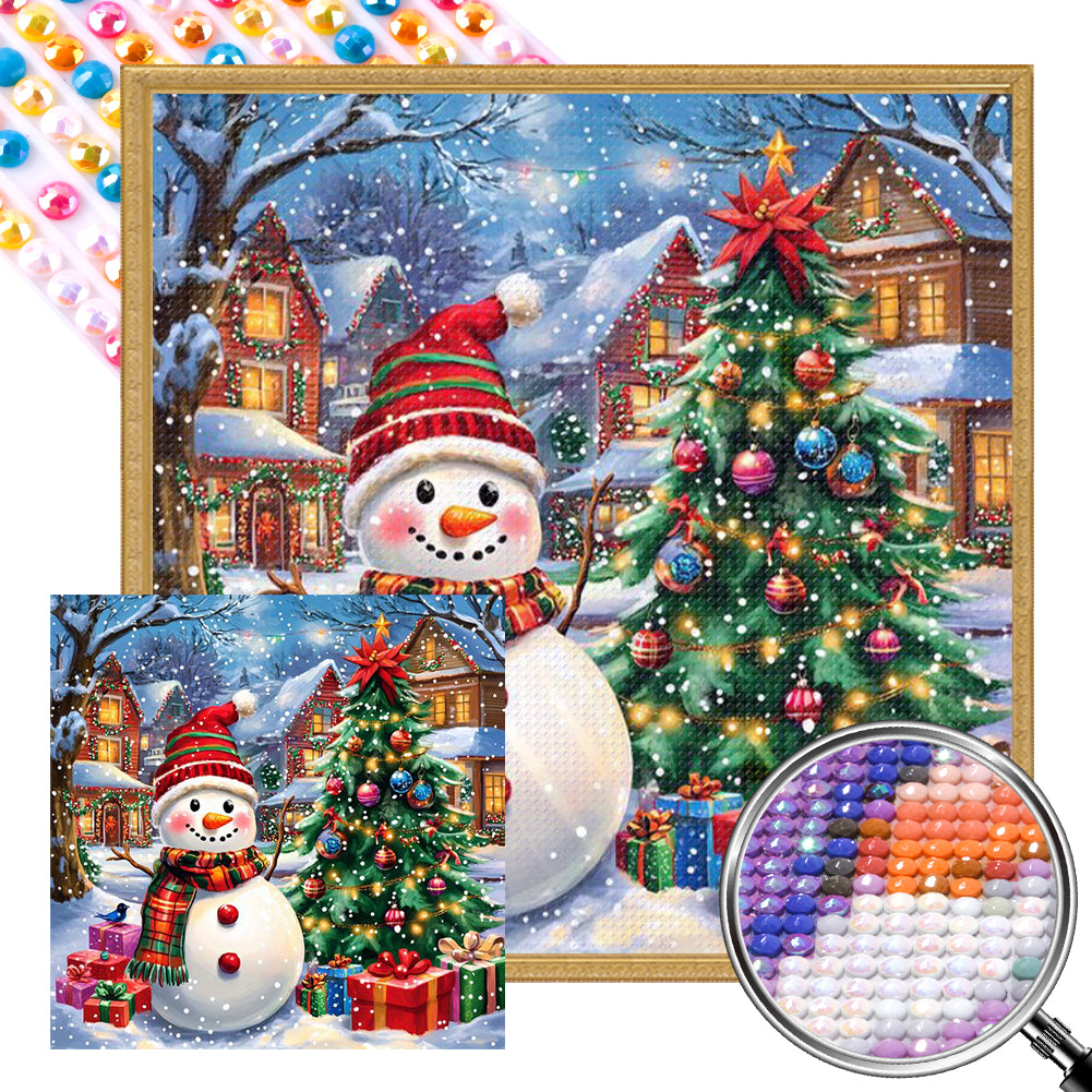 AB Diamond Painting - Full Round - Christmas snowman Christmas tree (40*40CM)
