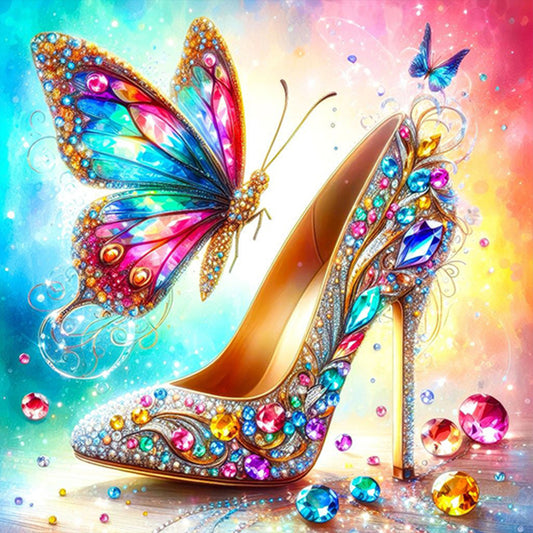AB Diamond Painting - Full Round - Butterfly crystal leaf shoes (40*40CM)