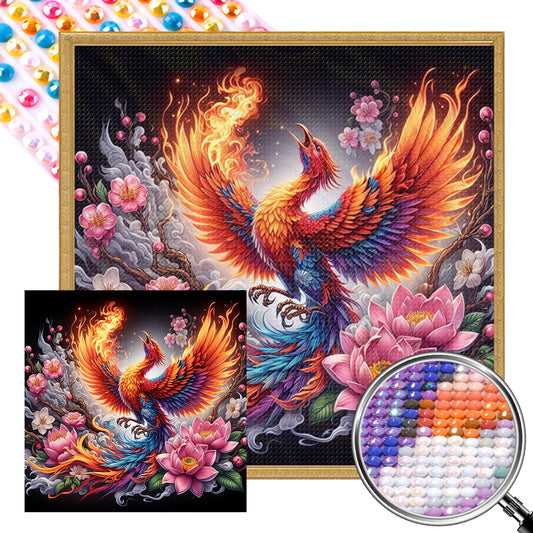 AB Diamond Painting - Full Round - Phoenix and flowers (40*40CM)