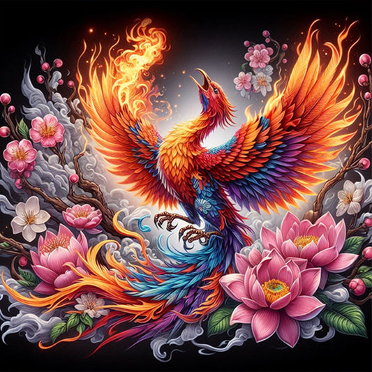 AB Diamond Painting - Full Round - Phoenix and flowers (40*40CM)