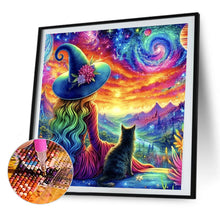 Load image into Gallery viewer, AB Diamond Painting - Full Round - Witch and black cat (40*40CM)
