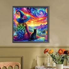 Load image into Gallery viewer, AB Diamond Painting - Full Round - Witch and black cat (40*40CM)
