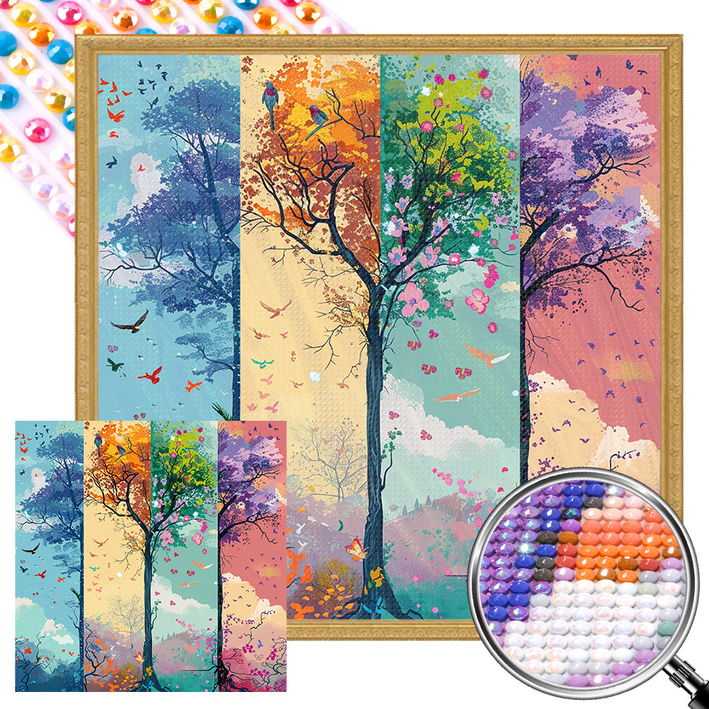 AB Diamond Painting - Full Round - Four seasons tree (50*50CM)
