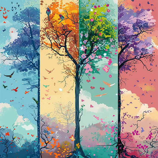 AB Diamond Painting - Full Round - Four seasons tree (50*50CM)